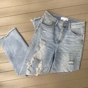 Risen straight leg jeans